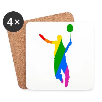 Rainbow Badminton Tennis Design - Coasters (set of 4) - white - Front