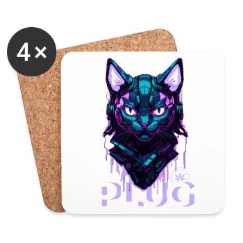 CYBER CAT PLUG - Coasters (set of 4) - white - Front