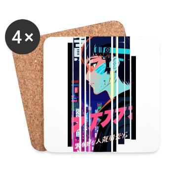 Cyborg Woman kanji futuristique - Dessous de verre (lot de 4) - blanc - Devant