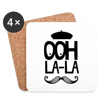 Moustache Française Oh La La - Dessous de verre (lot de 4) - blanc - Devant