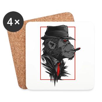 Affe Mit Hut Und Kravatte - Untersetzer (4er-Set) - Weiß - Vorne