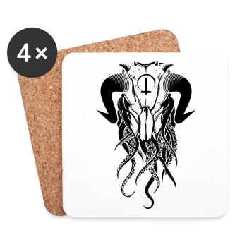 Crâne Cthulhu - Dessous de verre (lot de 4) - blanc - Devant