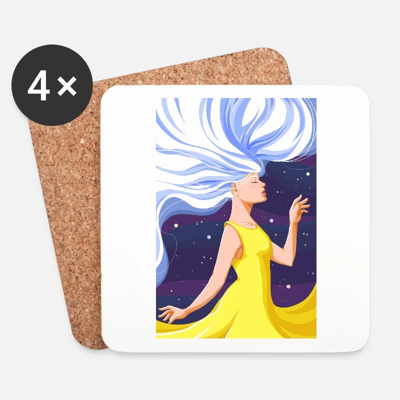 Ms. | Goddess in space - Coasters (set of 4) - white
