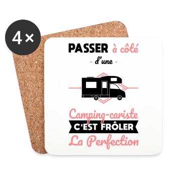 Camping-cariste - Frôler la perfection - Dessous de verre (lot de 4) - blanc - Devant