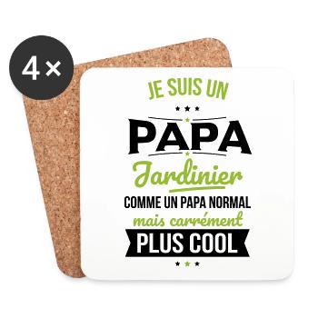 Papa jardinier comme papa normal plus cool - Dessous de verre (lot de 4) - blanc - Devant