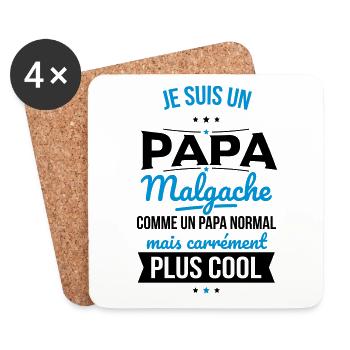 Papa Malgache comme un papa normal plus cool - Dessous de verre (lot de 4) - blanc - Devant