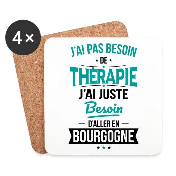 Pas besoin de thérapie Besoin aller en Bourgogne - Dessous de verre (lot de 4) - blanc - Devant