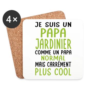 Papa jardinier comme papa normal plus cool - Dessous de verre (lot de 4) - blanc - Devant
