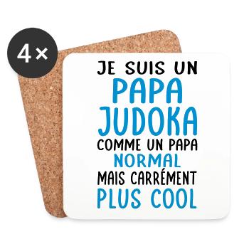 Papa judoka comme papa normal plus cool - Dessous de verre (lot de 4) - blanc - Devant