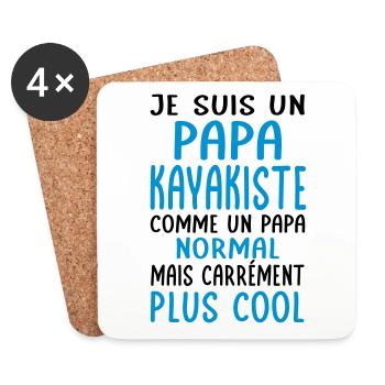 Papa kayakiste comme papa normal plus cool - Dessous de verre (lot de 4) - blanc - Devant