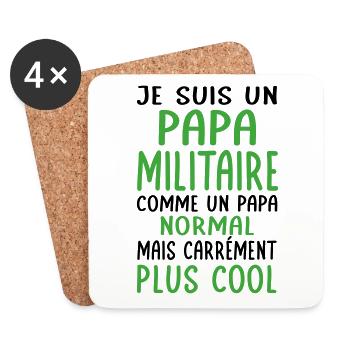 Papa militaire comme papa normal plus cool - Dessous de verre (lot de 4) - blanc - Devant