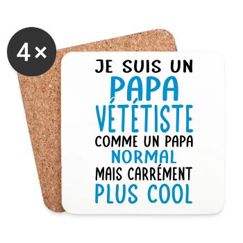 Papa vététiste comme papa normal plus cool - Dessous de verre (lot de 4) - blanc - Devant