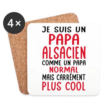 Papa Alsacien comme un papa normal plus cool - Dessous de verre (lot de 4) - blanc - Devant