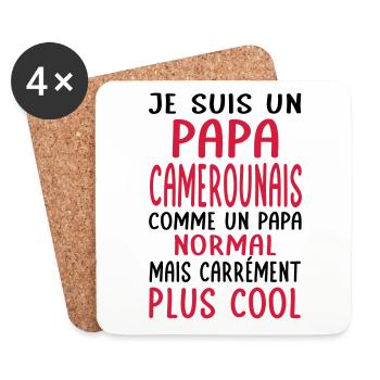 Papa Camerounais comme un papa normal plus cool - Dessous de verre (lot de 4) - blanc - Devant