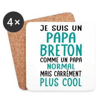 Papa Breton comme un papa normal mais plus cool - Dessous de verre (lot de 4) - blanc - Devant