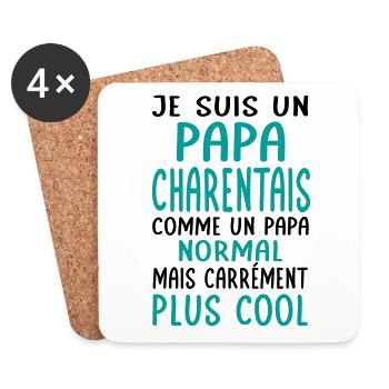 Papa Charentais comme un papa normal plus cool - Dessous de verre (lot de 4) - blanc - Devant