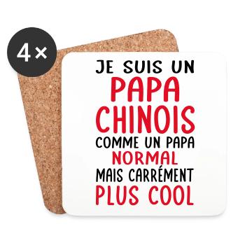 Papa Chinois comme un papa normal plus cool - Dessous de verre (lot de 4) - blanc - Devant