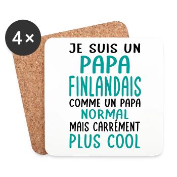 Papa Finlandais comme un papa normal plus cool - Dessous de verre (lot de 4) - blanc - Devant