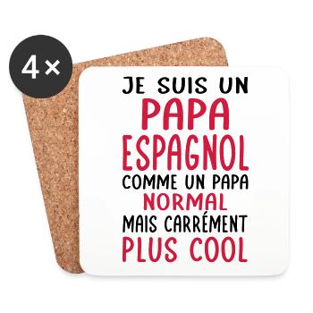 Papa Espagnol comme un papa normal plus cool - Dessous de verre (lot de 4) - blanc - Devant