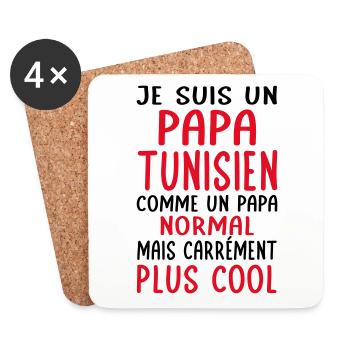 Papa Tunisien comme un papa normal plus cool - Dessous de verre (lot de 4) - blanc - Devant
