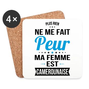 Rien ne me fait peur ma femme est Camerounaise - Dessous de verre (lot de 4) - blanc - Devant