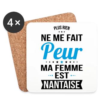 Rien ne me fait peur ma femme est Nantaise - Dessous de verre (lot de 4) - blanc - Devant
