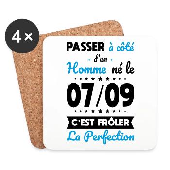 Anniversaire - Né 7 Septembre Frôler perfection - Dessous de verre (lot de 4) - blanc - Devant
