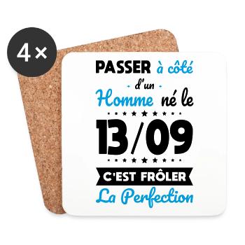 Anniversaire - Né 13 Septembre Frôler perfection - Dessous de verre (lot de 4) - blanc - Devant