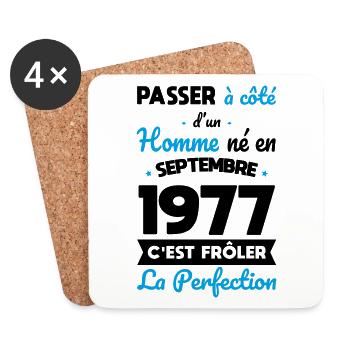 Anniversaire 45 ans - Né en Septembre 1977 - Dessous de verre (lot de 4) - blanc - Devant