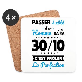Anniversaire - Né 30 Octobre Frôler perfection - Dessous de verre (lot de 4) - blanc - Devant