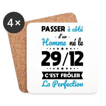 Anniversaire - Né le 29 Décembre Frôler perfection - Dessous de verre (lot de 4) - blanc - Devant
