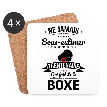 Sous-estimer un trentenaire qui fait de la boxe - Dessous de verre (lot de 4) - blanc - Devant