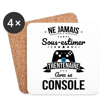Sous-estimer un trentenaire avec sa console - Dessous de verre (lot de 4) - blanc - Devant