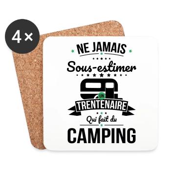 Sous-estimer un trentenaire qui fait du camping - Dessous de verre (lot de 4) - blanc - Devant