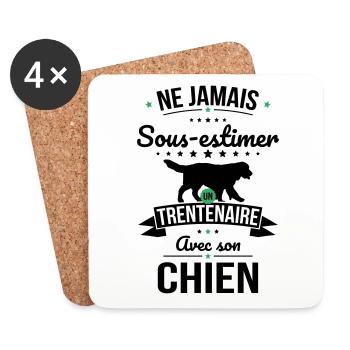 Sous-estimer un trentenaire avec son chien - Dessous de verre (lot de 4) - blanc - Devant