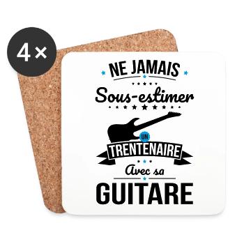 Sous-estimer un trentenaire avec sa guitare - Dessous de verre (lot de 4) - blanc - Devant