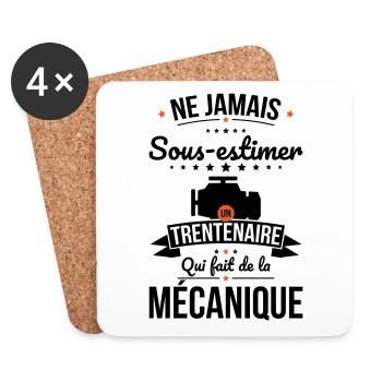 Sous-estimer trentenaire qui fait de la mécanique - Dessous de verre (lot de 4) - blanc - Devant