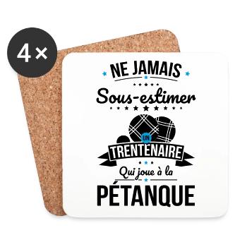 Sous-estimer trentenaire qui joue à la pétanque - Dessous de verre (lot de 4) - blanc - Devant