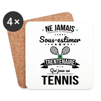 Sous-estimer un trentenaire qui joue au tennis - Dessous de verre (lot de 4) - blanc - Devant