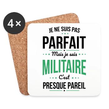 Je ne suis pas parfait mais je suis militaire - Dessous de verre (lot de 4) - blanc - Devant