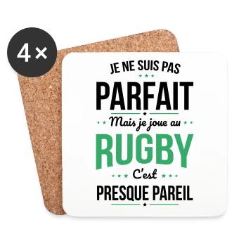 Je ne suis pas parfait mais je joue au rugby - Dessous de verre (lot de 4) - blanc - Devant