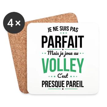 Je ne suis pas parfait mais je joue au volley - Dessous de verre (lot de 4) - blanc - Devant