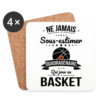 Sous-estimer un quadragénaire qui joue au basket - Dessous de verre (lot de 4) - blanc - Devant