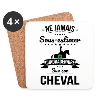 Sous-estimer un quadragénaire sur son cheval - Dessous de verre (lot de 4) - blanc - Devant