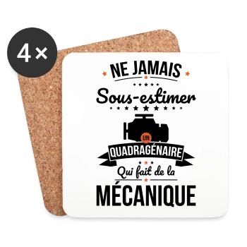 Sous-estimer quadragénaire qui fait mécanique - Dessous de verre (lot de 4) - blanc - Devant