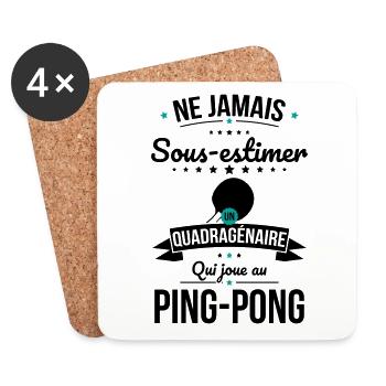 Sous-estimer quadragénaire qui joue au ping-pong - Dessous de verre (lot de 4) - blanc - Devant