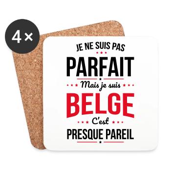 Je ne suis pas parfait mais je suis Belge - Dessous de verre (lot de 4) - blanc - Devant