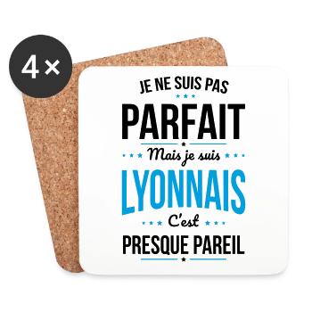 Je ne suis pas parfait mais je suis Lyonnais - Dessous de verre (lot de 4) - blanc - Devant