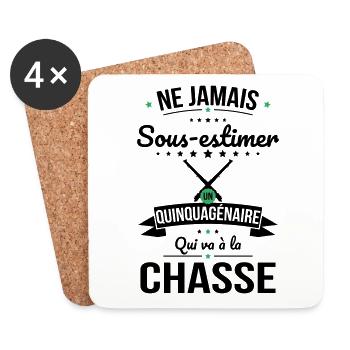 Sous-estimer un quinquagénaire qui va à la chasse - Dessous de verre (lot de 4) - blanc - Devant