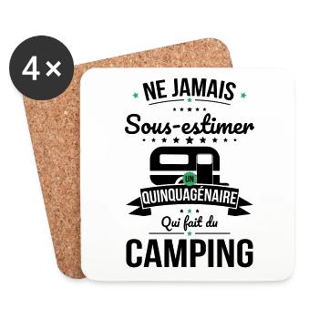 Sous-estimer un quinquagénaire qui fait du camping - Dessous de verre (lot de 4) - blanc - Devant